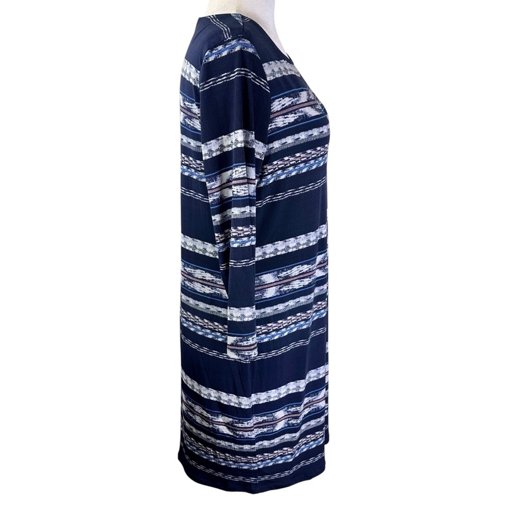 BCBGMaxAzria Navy and White Shift Long Sleeve Dress Size L - Picture 6 of 11